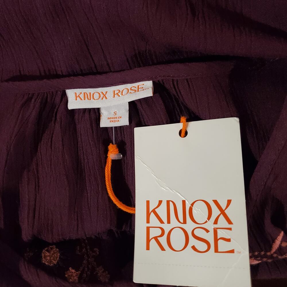 Knox Rose NWT Embroidered Tiered Midi Prairie Dress Size S Hippie Boho Pockets - Picture 8 of 12